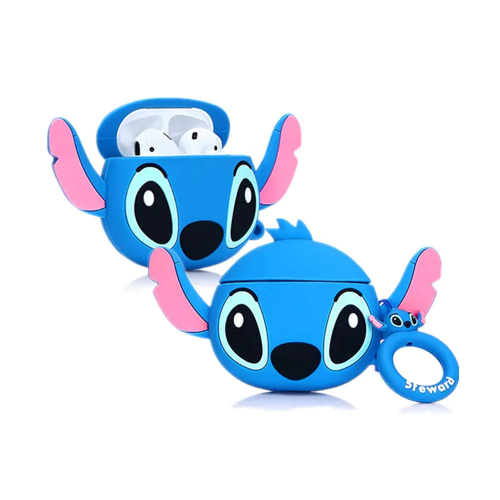 Mtoye Airpods Silicone Case Cool Cover Compatible for Apple Airpods 1&2 [Cartoon Series][Designed for Kids Girl and Boys][Big Ear] (Blue) 1